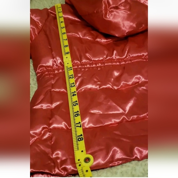 Faded Glory Girls S 6-6x Hooded Pink Shiny Puffer CoatPockets Attached InnerCuff - Picture 6 of 7